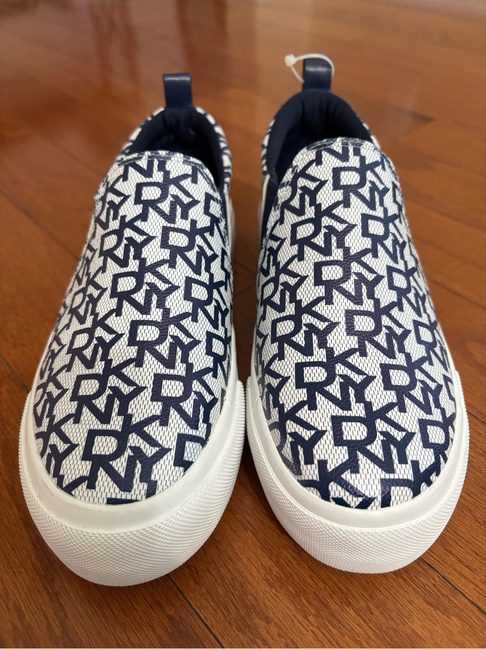 DKNY Navy and White Logo Slip-On Sneakers for Kids